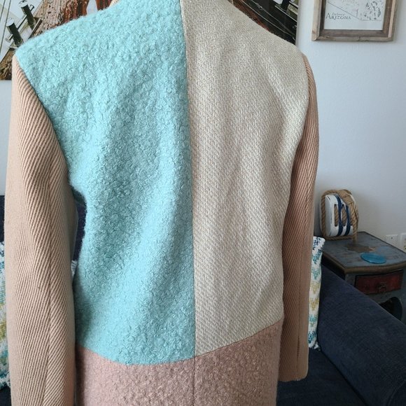 English Factory Turquoise and Tan Full Length Coat - Picture 11 of 16